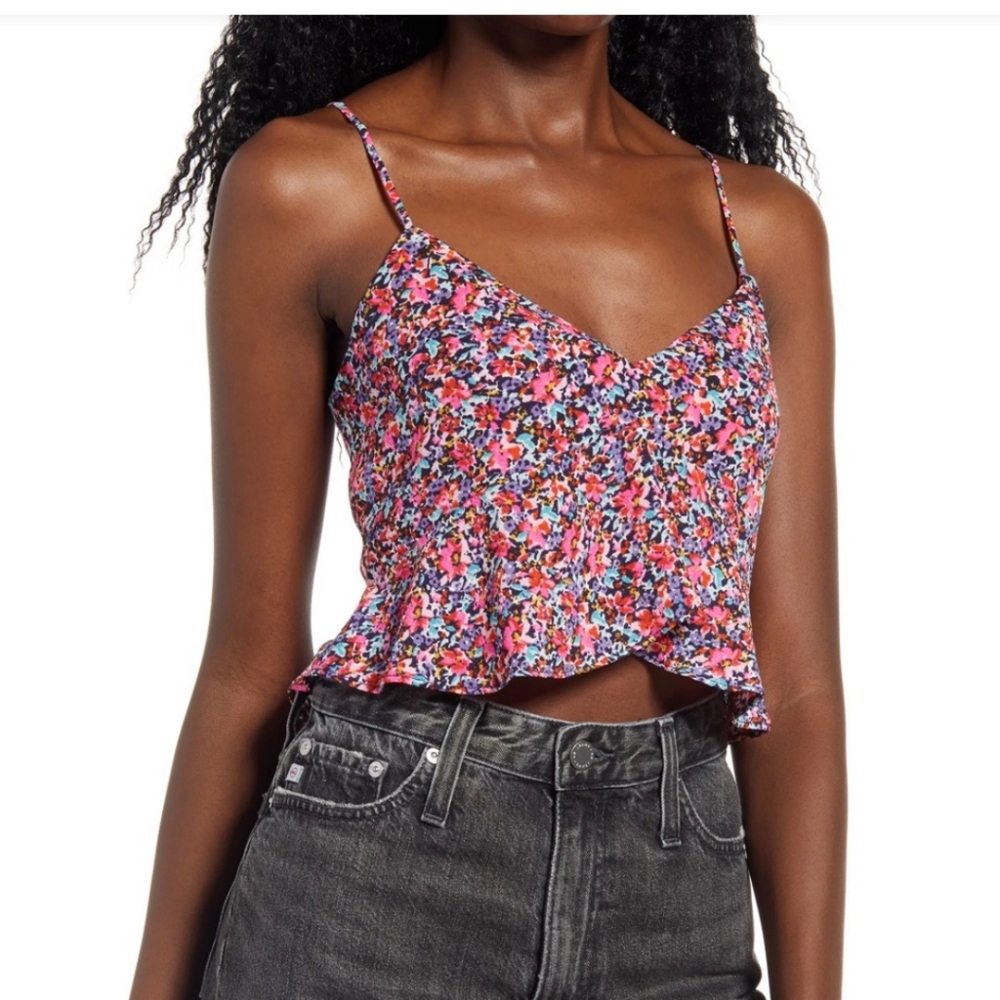 AFRM Floral Pink and Black Cami Top